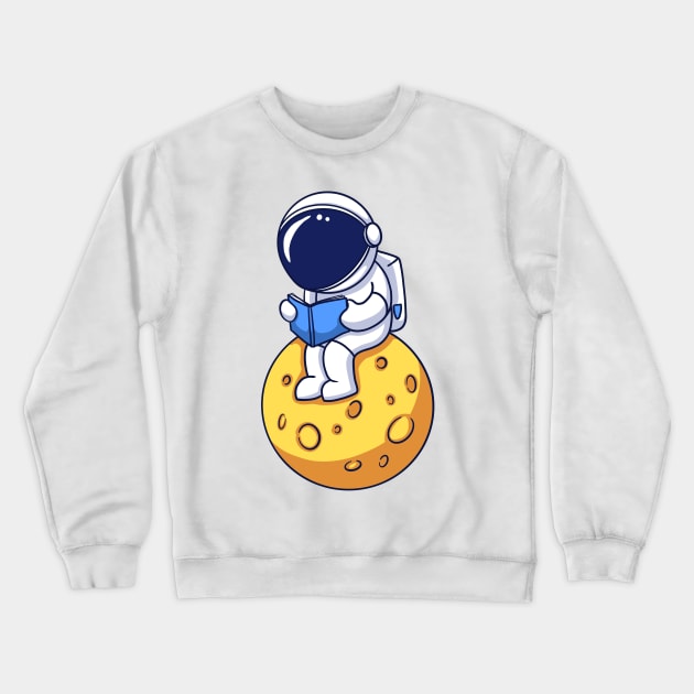 Astronaut Reading a Book on the Moon Crewneck Sweatshirt by TirasElessa